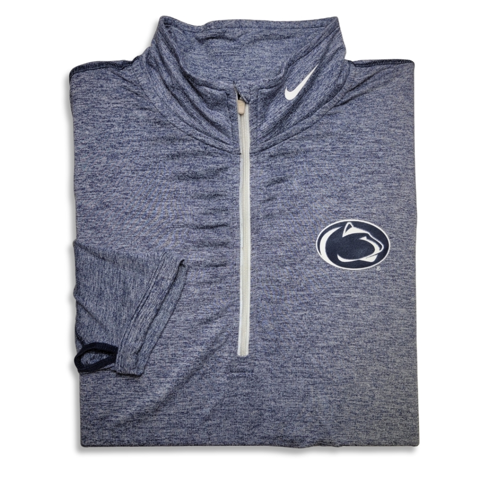 Nike Penn State Heathered Blue Long Sleeve Quarter Zip Pullover
